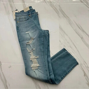 Universal Thread Mid-Rise Skinny Distressed Size 6 Short Light Blue Denim Jeans